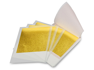 23.5ct Yellow Gold Leaf, 1 Book Of 25 Leaves, 80mm X 80mm, Transfer   Leaf
