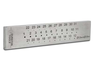 Durston Steel Round Drawplate,     0.3mm - 2.0mm, 31 Hole