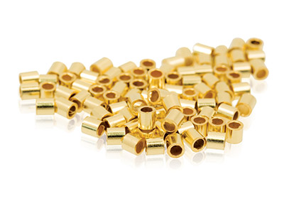 Gold Filled Plain Crimp Tube        Pack of 100 1.2mm Inside Diameter X 2mm Long