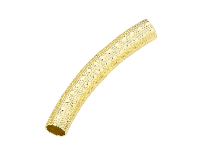 Gold Filled Round Tube Polka Dots  Curved Spacer 20mm Pack of 5