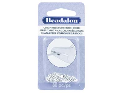 Beadalon Silver Plated Crimp Tubes  For Stretch Cord Fits 0.8mm Stretch Cord Pack of 80