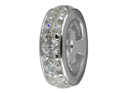 Sterling Silver 6mm Bead Spacer    With Cubic Zirconia